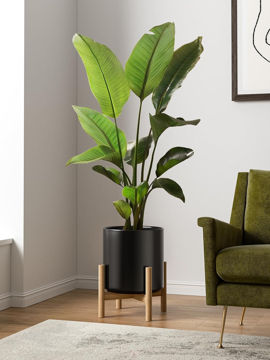 LE TAUCI 12 Inch Pot for Plants, Ceramic Planters for Indoor Plants, Mid-Century Modern Cylinder Flower Pots with Drainage Hole, Fits Fiddle Leaf Fig & Monstera, Home Decor, White
