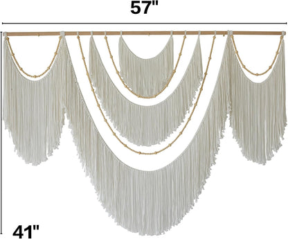 Flber Macrame Wall Hanging Macrame Wall Decor Large-Scale Tie-Dye Tapestry Living Home Room Wall Decor 57" Wx 35" L