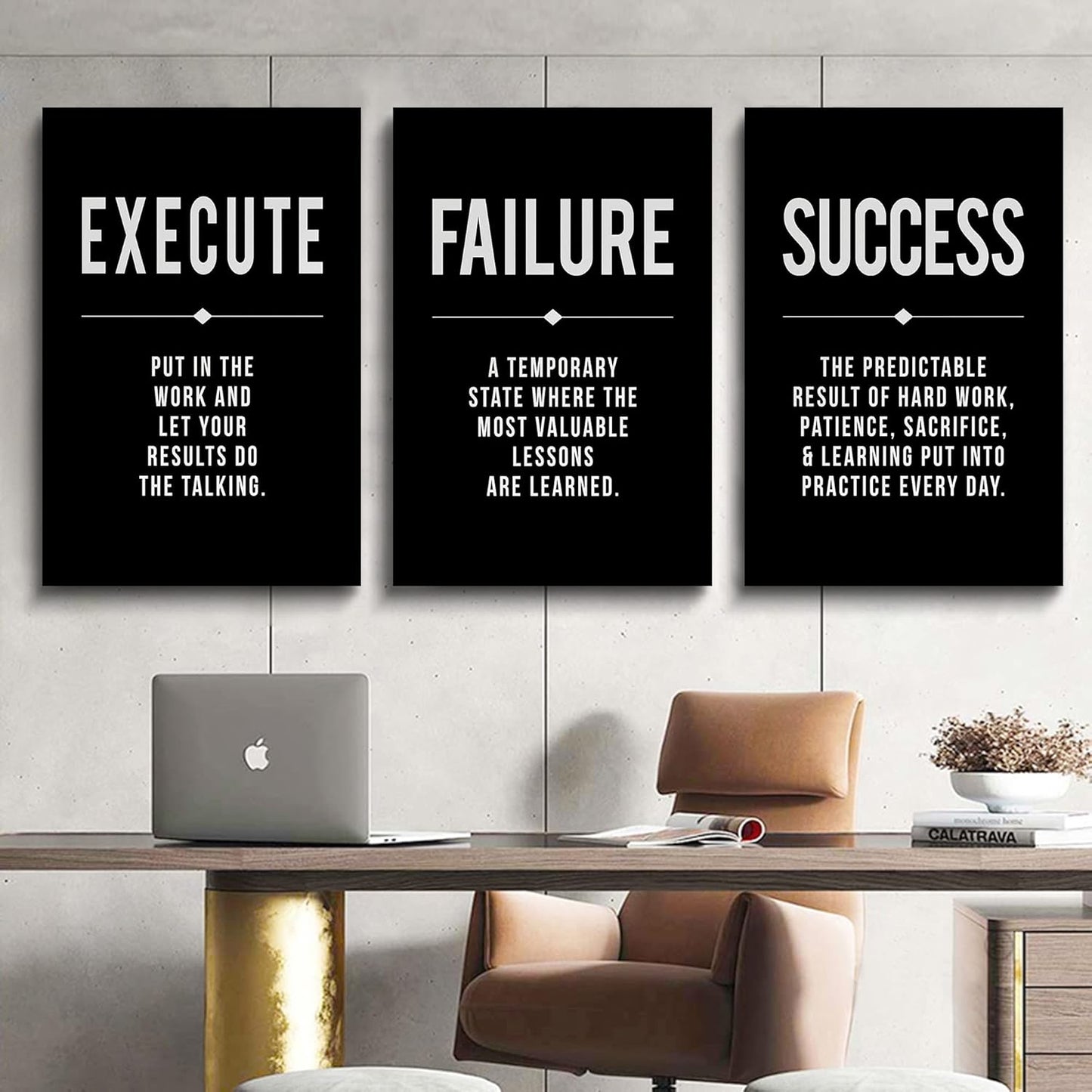 Inspirational Canvas Painting Wall Art -EPHANY ART,Mindset Quotes Prints, Success Framed Entrepreneur Poster Positive Quotes Wall Poster for Home Office Workplace (M-3pcs,12x16inchx3pcs)