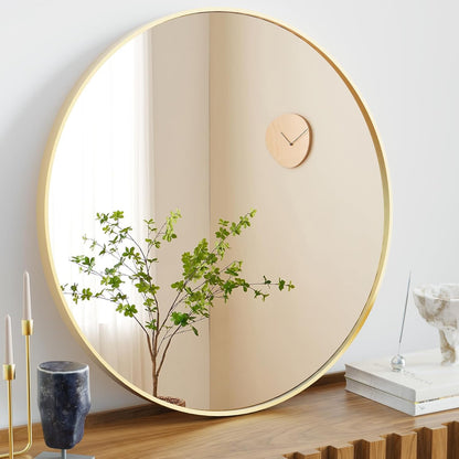 NEWBULIG Gold Round Wall Mirror 36 Inch, Bathroom Mirrors for Over Sink, Wall Decor for Bathroom, Entryway, Bedroom, Vanity