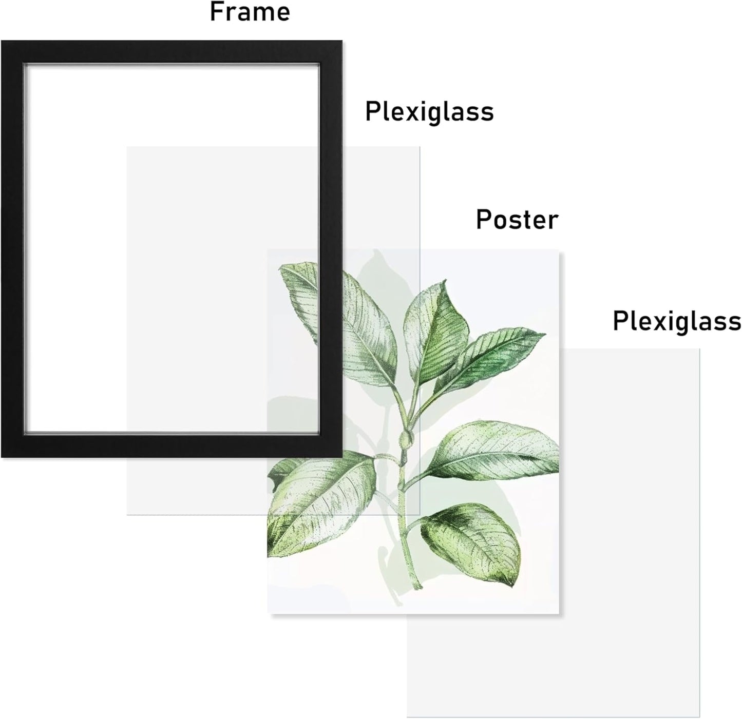 CORE ART 8x10 Floating Picture Frame,Double Plexglass Floating Frame for 5x7,4x6 Pictures,Wall or Tabletop Display,Black