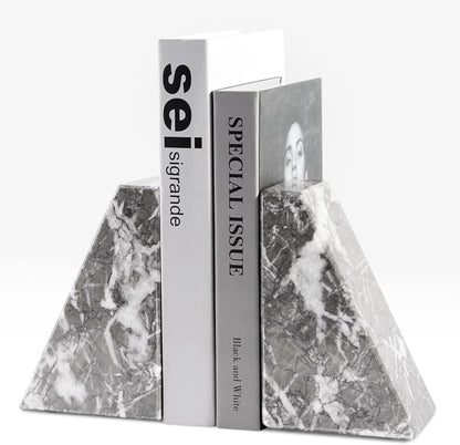 Karibiber Travertine Bookends for Heavy Books, Marble Decorative Bookends for Shelves, Heavy-Duty Stone Book Ends for Hardback Book & Cookbooks, Unique Book Stopper & Holder, Travertino Italy