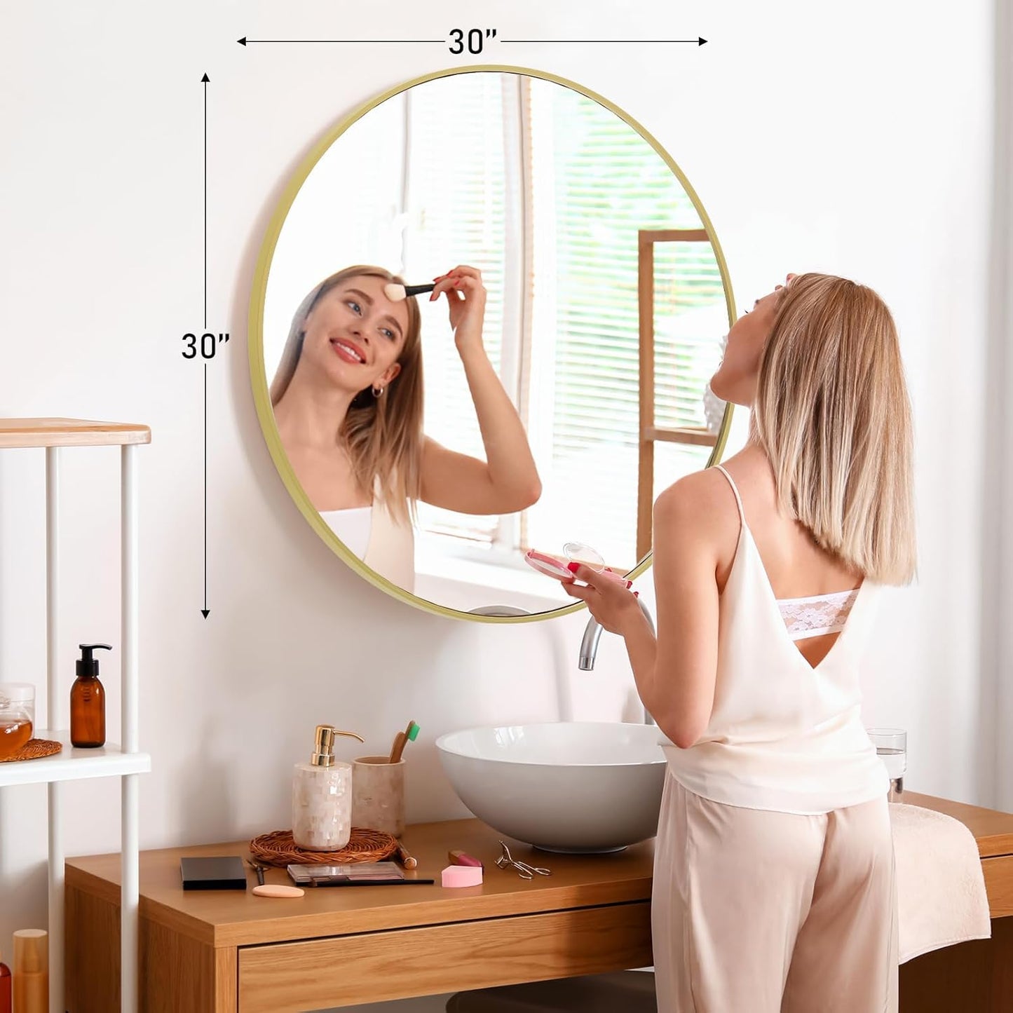 NEWBULIG Gold Round Wall Mirror 36 Inch, Bathroom Mirrors for Over Sink, Wall Decor for Bathroom, Entryway, Bedroom, Vanity