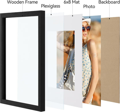 Vittanly 11x14 Picture Frame, Display Pictures 8x10 with Mat or 11x14 without Mat, Photo Frame for Wall Mounting, Black, 1 Pack - Colors A