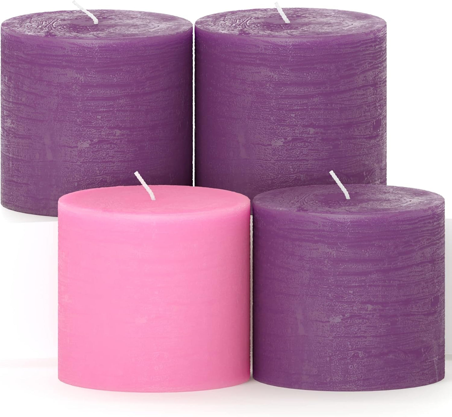 CANDWAX 3x4 inch Pillar Candles Set of 3 – Unscented Dripless Rustic Dark Blue Candles for Room Decor, Weddings, Centerpieces