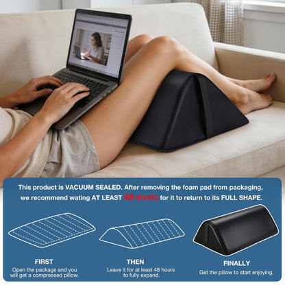 Noverlife 3/4 Round Massage Table Bolster Pillow with Strap Handle, 26 x 6 x 6 in PU Leather Massage Bolster for Under Legs, Cozy Positioning Support Pad for Knee Neck Back Pain Relief - Black