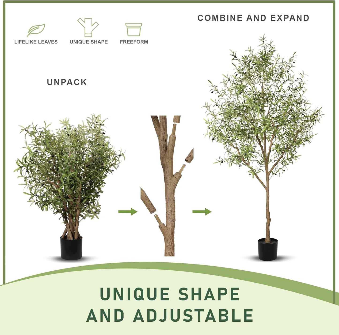LYERSE Olive Trees Artificial Indoor - Faux Olive Tree 6ft - Fake Olive Tree with Olive Branches and Lifelike Fruits - Artificial Olive Tree for Modern Home Office House Living Room Decor Indoor