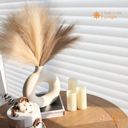 ZIFTY 7-Pcs 38"/3.1FT Faux Pampas Grass Large Tall Fluffy Artificial Fake Flower Bedroom Decor Boho Decor Bulrush Reed Grass for Vase Filler Farmhouse Home Wedding Decor (Beige Mixed)