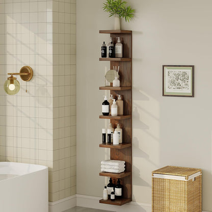 LitaEther Versatile 7 Tier Wall Shelf Unit,White Lack Wall Shelf,Display Floating Shelf with LED Remote Control Light