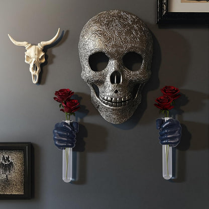 2 Pieces Wall Sculptures, Hands Vase Home Decor, Wall Mount Art Sculpture, Unique Wall Art Statue, Funky Flower Vase Decorations, Modern Eclectic Hanging Decor,Hands Statue (Black)