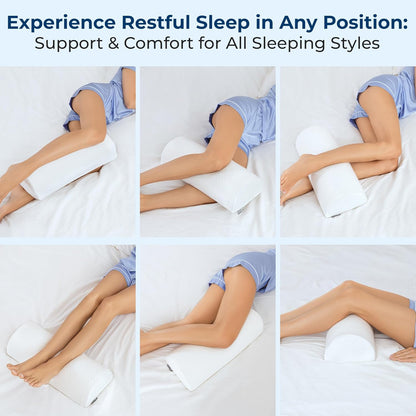 5 STARS UNITED Knee Pillow for Back Sleeping – Half Moon Bolster Pillow for Legs, Under Knee Pillow for Sleeping on Back, Memory Foam Leg Pillow for Back Pain, White