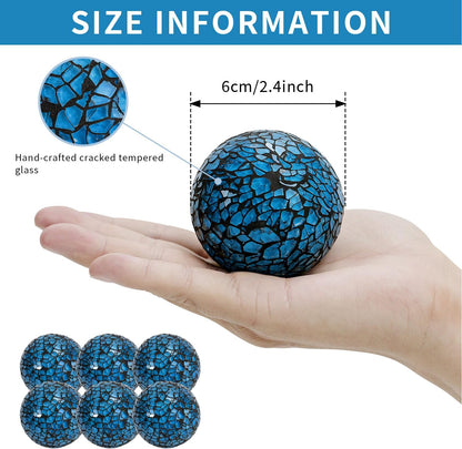 Kesywale 6PCS Decorative Balls Set 2.4 Inches/ 6cm Small Mosaic Spheres Glass Orbs Decorative Balls for Centerpiece Bowls Vases Fillers Dining Coffee Table Wedding Party Decor (Black)