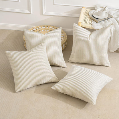MIULEE Boho Farmhouse Sage Green Throw Pillow Covers 18x18 Inch Set of 4 Mordern Nordic Cushion Covers Soft Corduroy Spring Home Decor for Couch Bed Sofa Living Room Forest Green