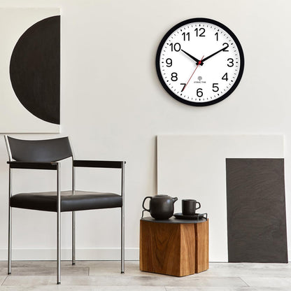 AKCISOT Wall Clock, Modern Small Wall Clocks Battery Operated 8 Inch, Silent Non-Ticking Analog Classic for Office, Home, Bathroom, Kitchen, Bedroom, School(Black)