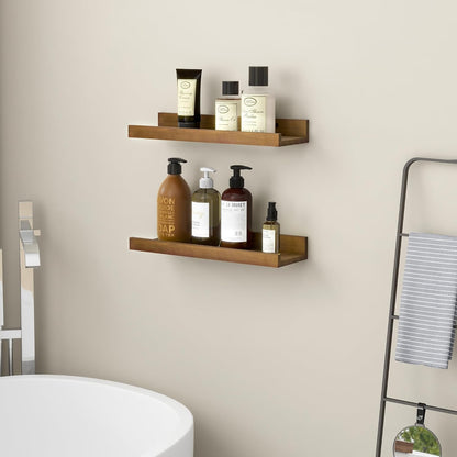 FLYJOE Picture Ledge Shelf, Floating Shelves Set of 2, Solid Pine Wood 55'' Long Large Nursery Book Shelves for Toys Storage, Kids Bookshelf for Living Room Bedroom Decor Books Photo Frames, Walnut