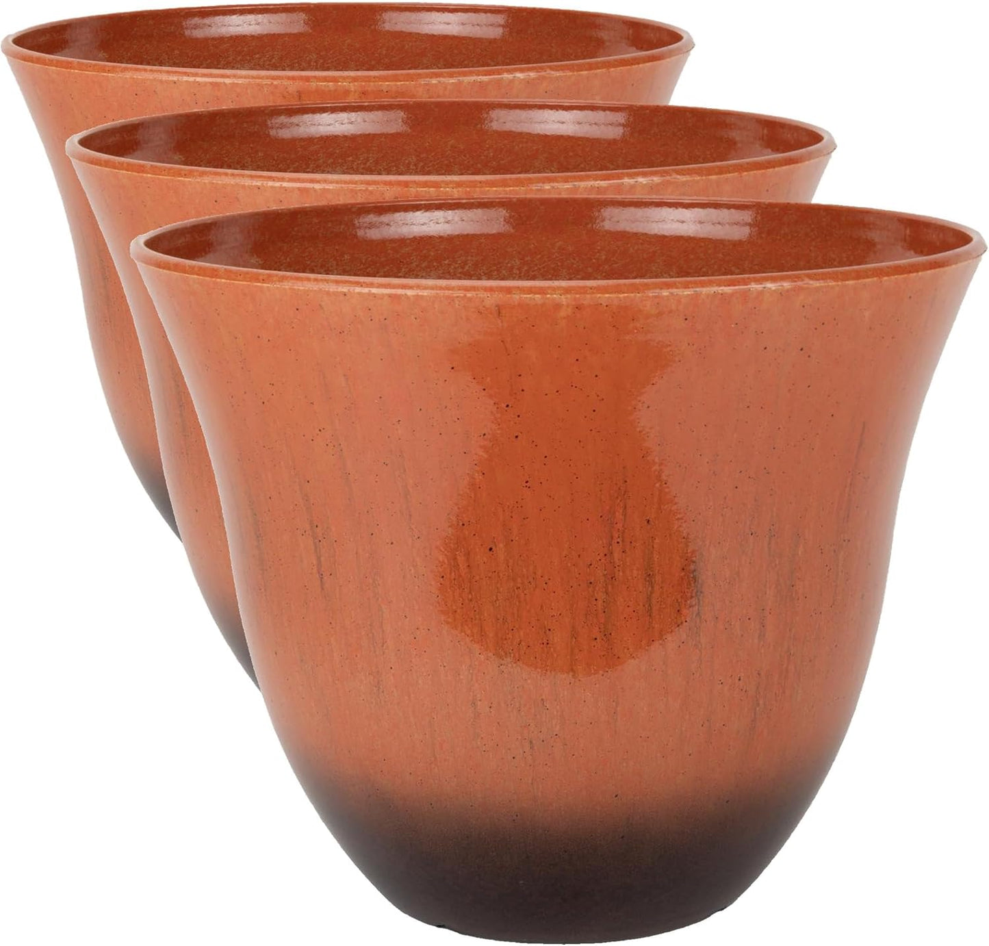Classic Home and Garden Honeysuckle Resin Planters - Lightweight Indoor & Outdoor Plant Pots - UV-Resistant Plastic Flower Pots - Pot Planters for Flowers & Herbs (15" Distressed Copper)