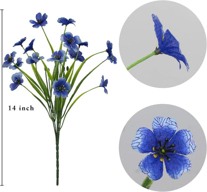 LikSoor 21 Bundles Artificial Outdoor UV Resistant Flowers No Fade Fake Outside Flowers Plastic Greenery Faux Shrubs Garden Porch Window Box Home Decoration(Purple)