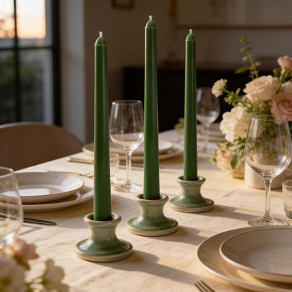 Viyffo Taper Candles, 10 Inch, 4 Pack, Olive Glow – Unscented, Dripless & Smokeless Design, Up to 8 Hour Burn – Long Tall Taper Candlesticks for Wedding, Dinner & Home Decor