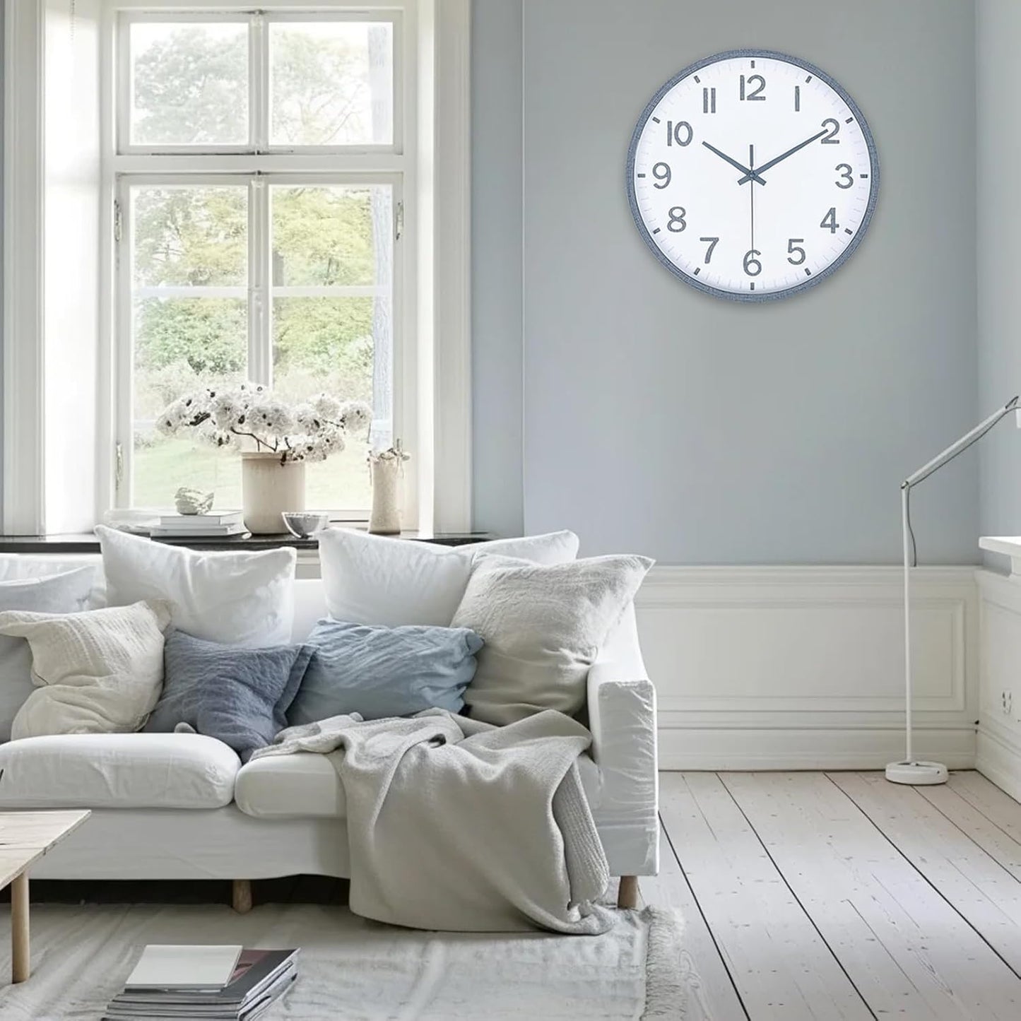 Wall Clocks Battery Operated 8 inch Modern Wall Clock,Silent Non Ticking Wall Clock for Living Room Bedroom Kitchen Office Classroom Decor (Green White)