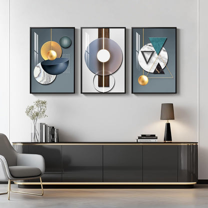 Framed Modern Luxury Gold Wall Art, Set of 3 Piece Contemporary Paintings Artwork for Walls, Golden Prints Pictures with Gold Frame, Wall Decor for Living Room, Hallway, Bedroom, Office 16x24 Inch