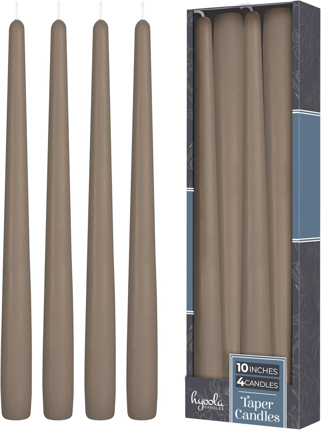 Hyoola Tall Taper Candles - 10 Inch Metallic Gold Unscented Dripless Taper Candles - 8 Hour Burn Time - 4 Pack