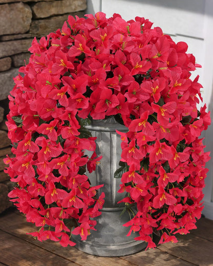Artificial Flowers for Outdoors – 2 Bundles of UV-Resistant Artificial Bougainvillea, Realistic Silk Flowers for Front Porch, Patio, Garden, Window Boxes & Hanging Baskets (Hot Pink, 2)