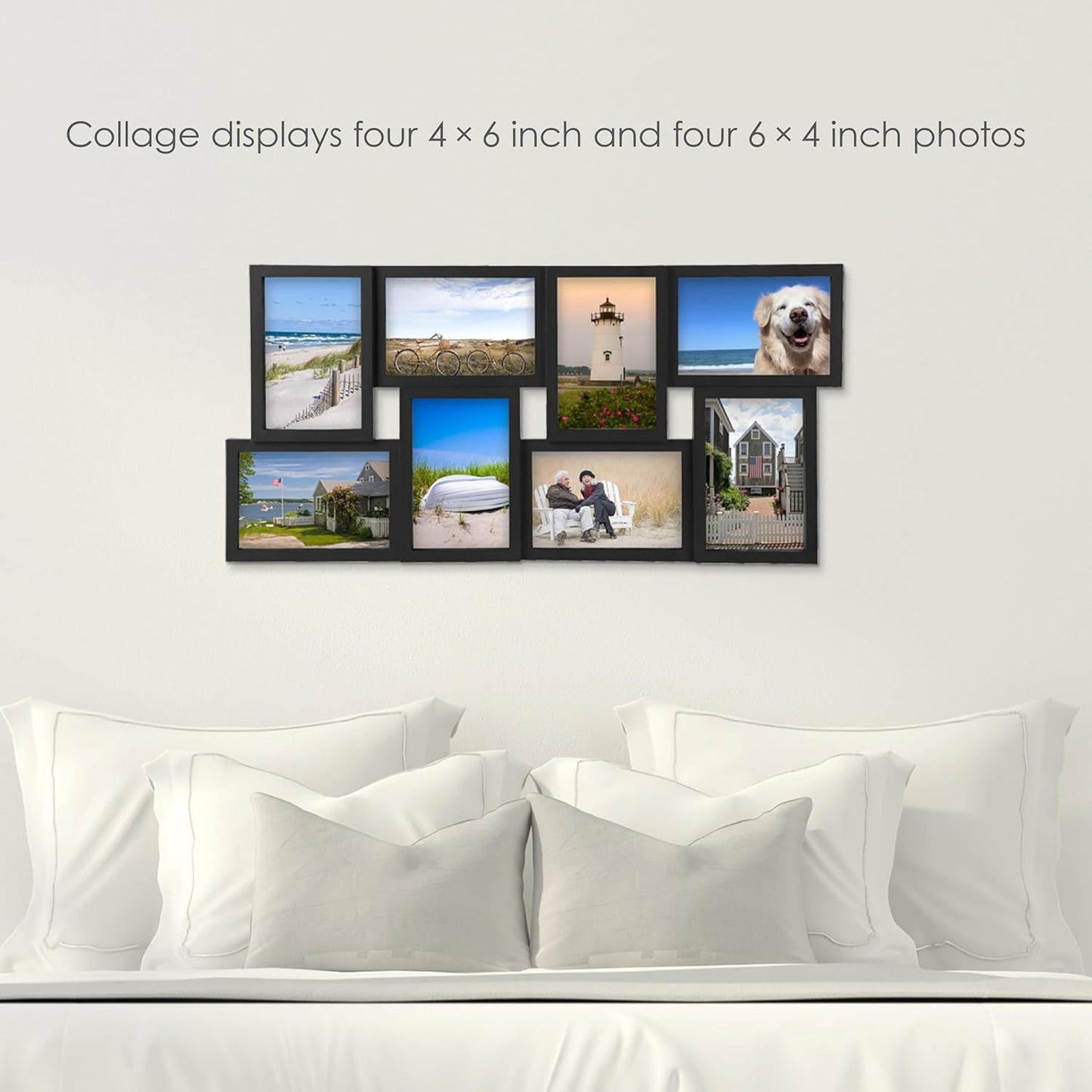 MELANNCO Collage Picture Frame for Wall, Holds 12 Photos - Six 4x6 and Six 6x4 Images, 18x23 Inch Black Plastic Frame, Hang Horizontal or Vertical, Gallery Wall Decor