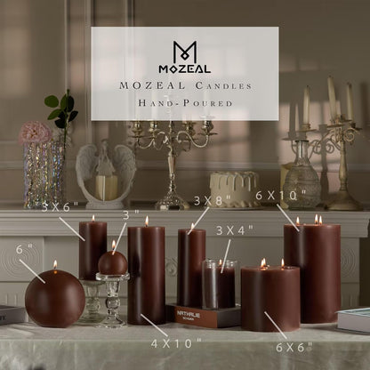 MOZEAL 3" x 4" Hand-Poured Unscented Candle,Dripless Pillar Candle Set of 3,Long Clean Burning,Approx 72 Hours Burn Time,Rustic Country Style,Wedding,Dinner,Christmas and Home Decor,White