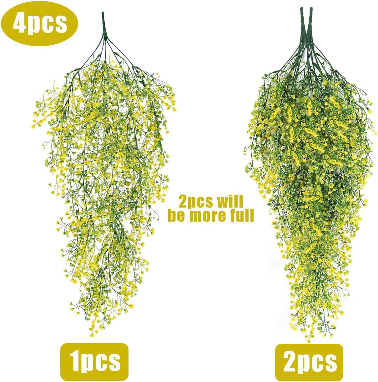 RECUTMS Fake Hanging Plants Artificial Ferns for Outdoor Hanging Faux Plants Vine Ivy Faux Fern Hanging Vines Wall Plants for Home Garden Party Wedding Decor (White 4P)