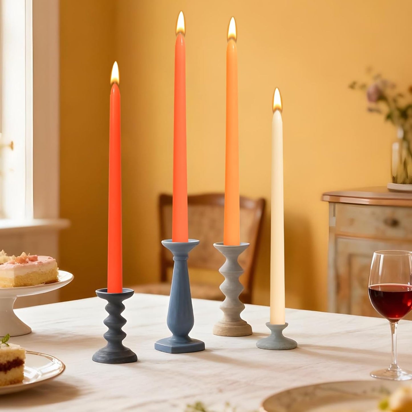 Viyffo Taper Candles, 12 Inch, 12 Pack, Brown – Unscented, Smokeless Design, Up to 8-Hour Burn – Tall Candlesticks for Table Decor, Weddings & Dinners