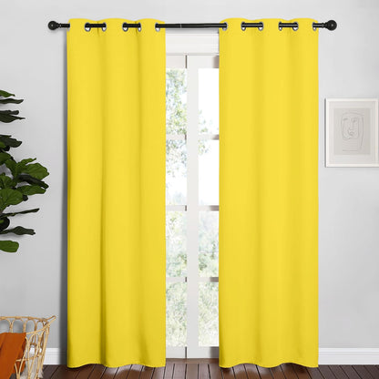 NICETOWN Halloween Pitch Black Solid Thermal Insulated Grommet Blackout Curtains/Drapes for Bedroom Window (2 Panels, 42 inches Wide by 63 inches Long, Black) - Colors C