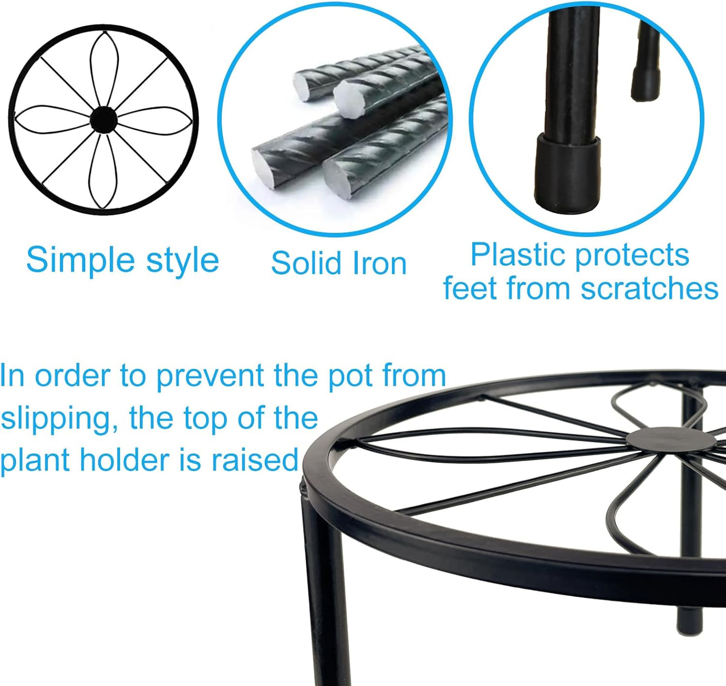 HENABLE 5 Packs Metal Plant Stand Indoor, Outdoor Black Plant Stand for Multiple Plant, Rustproof Iron Round Heavy Duty Flower Pot Stand, Plant Shelf for Planter Garden Home