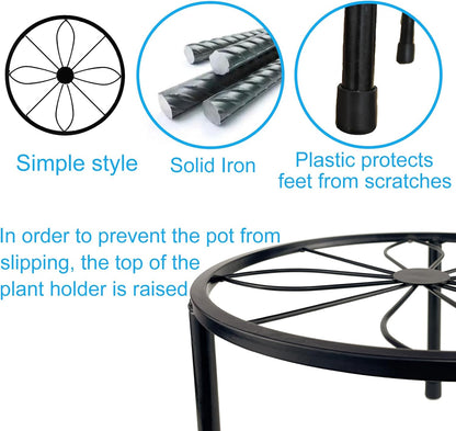 HENABLE 5 Packs Metal Plant Stand Indoor, Outdoor Black Plant Stand for Multiple Plant, Rustproof Iron Round Heavy Duty Flower Pot Stand, Plant Shelf for Planter Garden Home