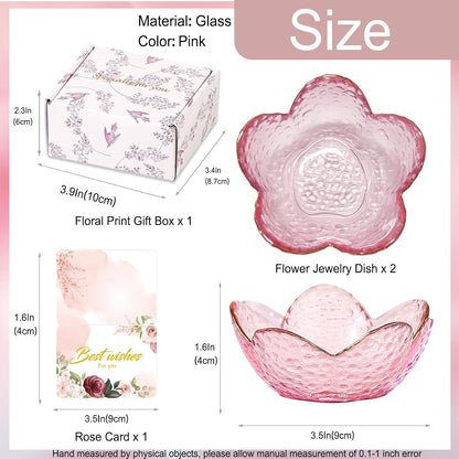 Purple Flower Jewelry Dish Glass Ring Holder Dish Jewelry Tray Cute Vanity Organizer Aesthetic Nightstand Bathroom Room Decor Trinket Dish Mothers Day Friendship Christmas Birthday Gifts for Women