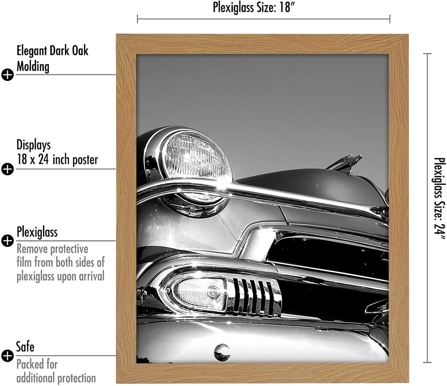 Americanflat 16x20 Picture Frame with Polished Plexiglass - Black Picture Frame - Wide Photo Frames Made of Engineered Wood for Vertical or Horizontal Wall Display - Epic Collection - Black - Colors B