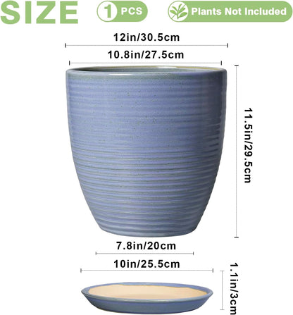 Ceramic Pots for Plants - 6 Inch Plant Pot with Drainage Hole and Saucer, Round Planters for Indoor Outdoor, Flower Pots, Modern Planter, Home Office Room Decor, Gifts for Plant Lovers, White