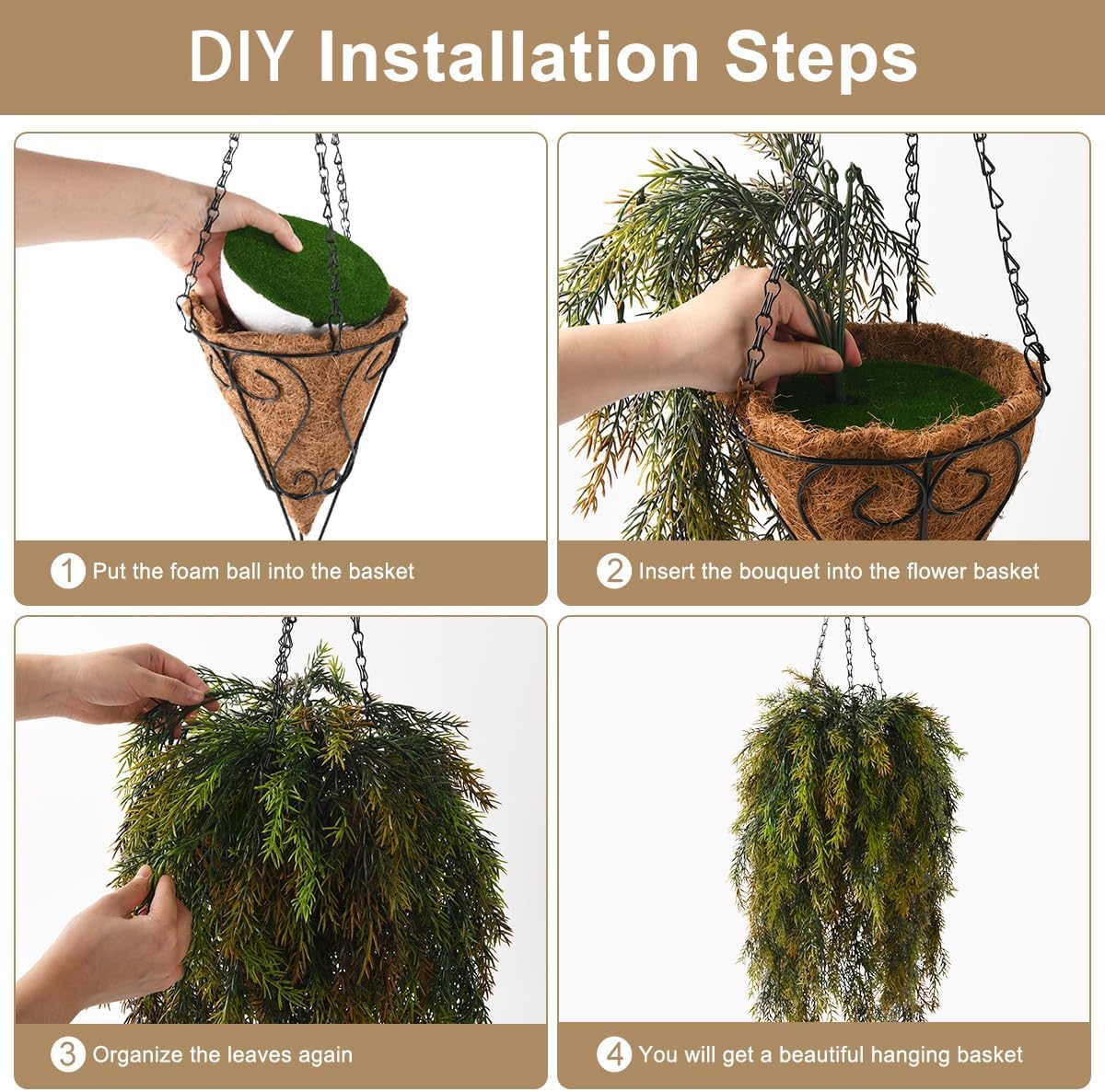 ZFProcess Artificial Faux Hanging Plants Basket for Spring Summer Outdoor Decoration, Fake Eucalyptus Plant UV Resistant Look Real for Outside Porch Home Patio Balcony Yard(Eucalyptus)