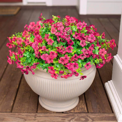HyeFlora Artificial Flowers for Outdoor Indoor Garden Home Decoration, Faux Flower Daisy with Eucalyptus Leaves Fake Plants Greenery Boxwood Porch Patio, 12 Bundles (Mix Pink Red Purple Yellow)