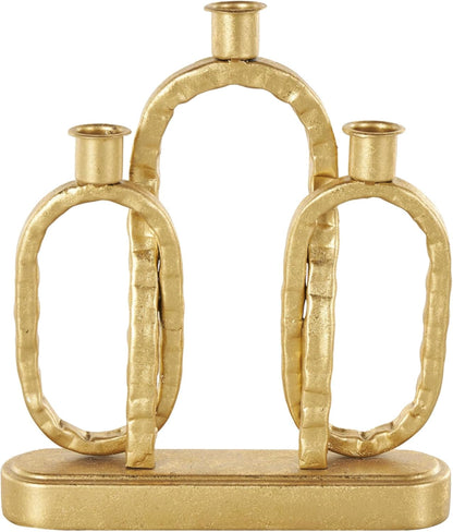 Deco 79 Metal Abstract Decorative Candle Holder Mushroom Inspired Candle Stand, Set of 2 Candlestick Holder 11", 14"H, Gold