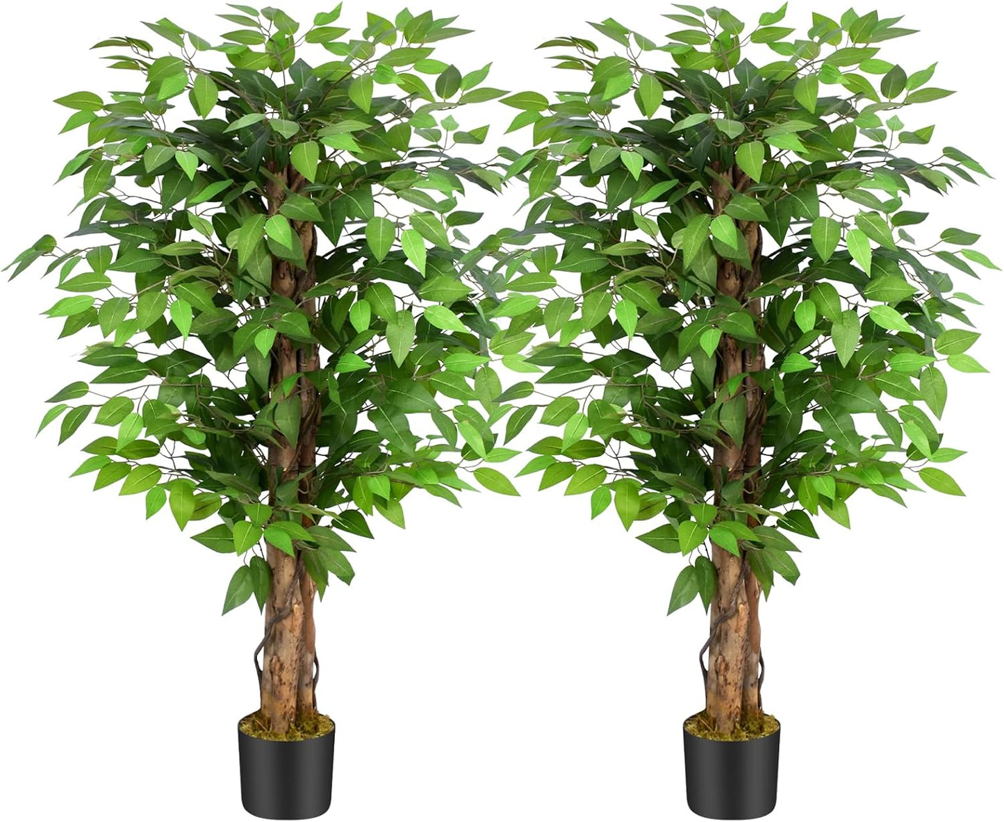 7ft Large Ficus Artificial Trees with Natural Curved Trunks, 84" Tall Lush Faux Tree for Home Decor Indoor, Green Lifelike Fake Ficus Tree Artificial Plants in Pot