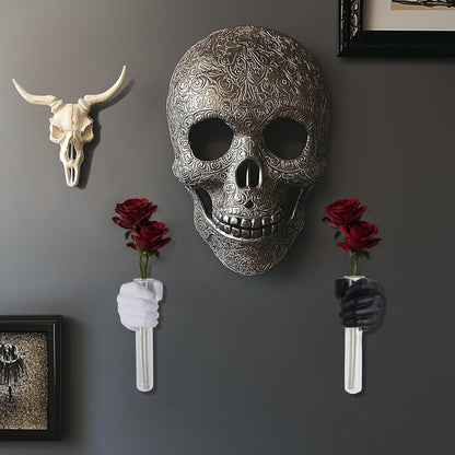 2 Pieces Wall Sculptures, Hands Vase Home Decor, Wall Mount Art Sculpture, Unique Wall Art Statue, Funky Flower Vase Decorations, Modern Eclectic Hanging Decor,Hands Statue (Black)