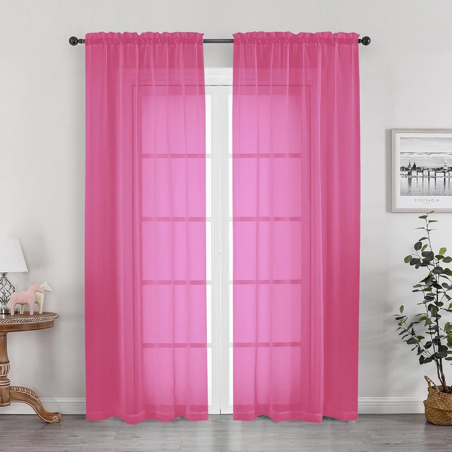OWENIE Sheer Curtains 84 inches Long 2 Panels Set for Living Room/Bedroom, Rod Pocket Voile Sheer Panel Drapes, White, 2pcs, Each 42" W x 84" L - Colors B
