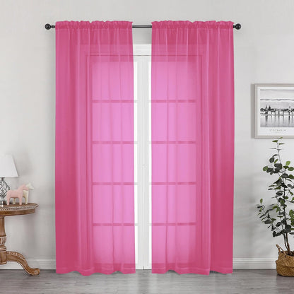 OWENIE Sheer Curtains 84 inches Long 2 Panels Set for Living Room/Bedroom, Rod Pocket Voile Sheer Panel Drapes, White, 2pcs, Each 42" W x 84" L - Colors B