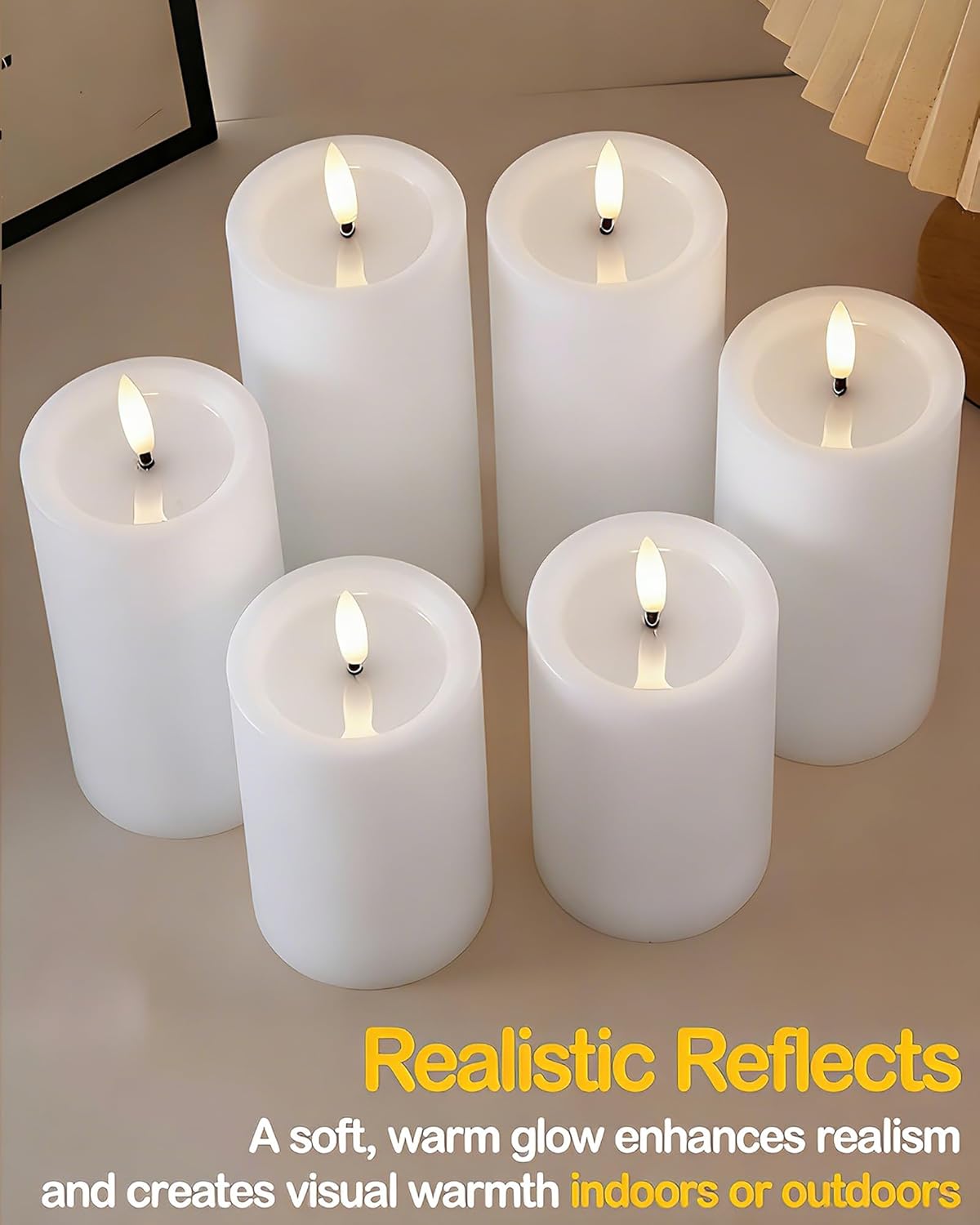 Gmnee 3"x4" Outdoor Waterproof Flameless Candles with Remote and Timers, LED Candles, Battery Operated Candles, Electric Fake Pillar Candles for Patio, Porch, and Lanterns Decor (Ivory, Plastic)
