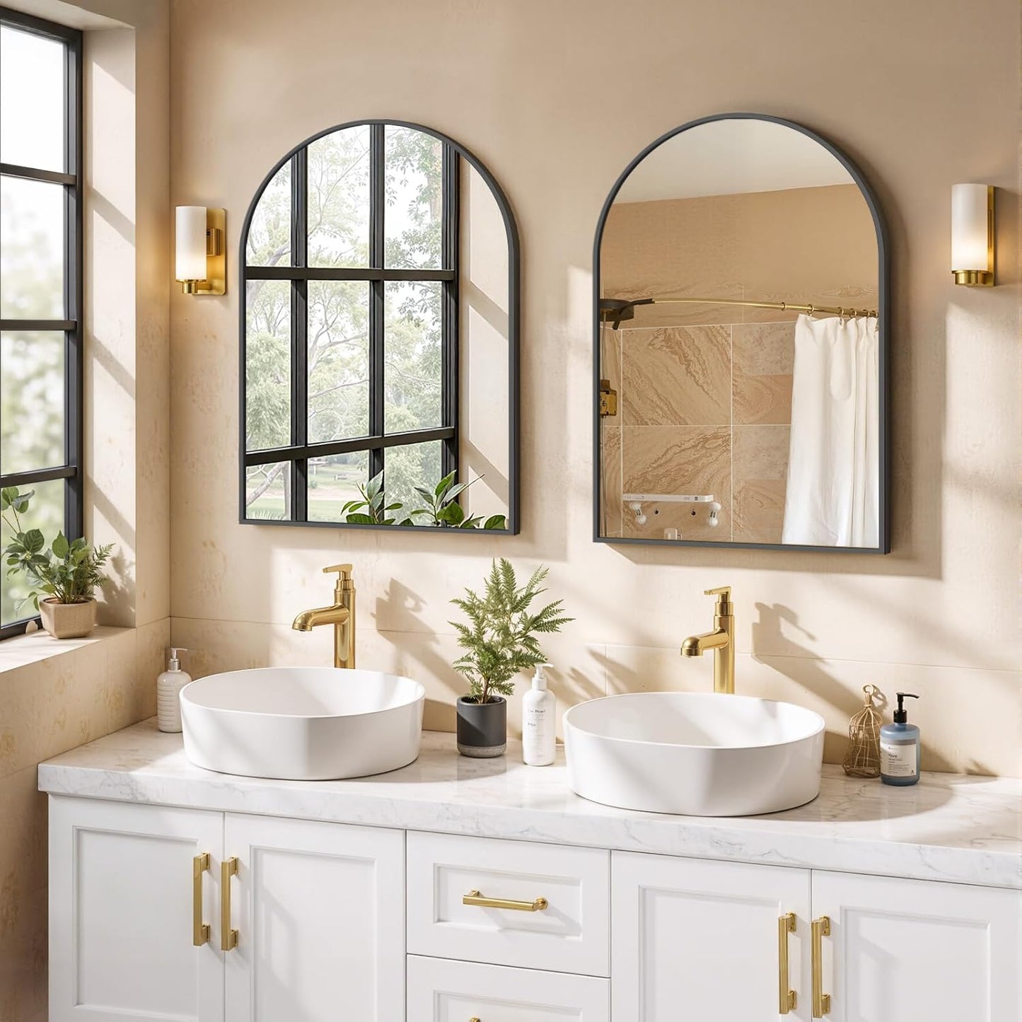 Round Wall Mirror 30 Inch Gold Vanity Mirror with Metal Frame, Modern Circle for Bathroom, Entryway, Bedroom, Living Room, Wall Mounted Decorative Mirrors