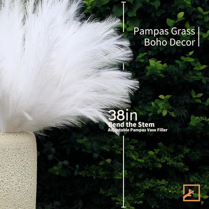 ZIFTY 7-Pcs 38"/3.1FT Faux Pampas Grass Large Tall Fluffy Artificial Fake Flower Bedroom Decor Boho Decor Bulrush Reed Grass for Vase Filler Farmhouse Home Wedding Decor (Beige Mixed)