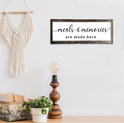 Dazingart Farmhouse Kitchen Wall Decor,Meals and Memories Are Made Here Sign, Rustic Wood Kitchen Signs Dinning Room Wall Decor (Meal)