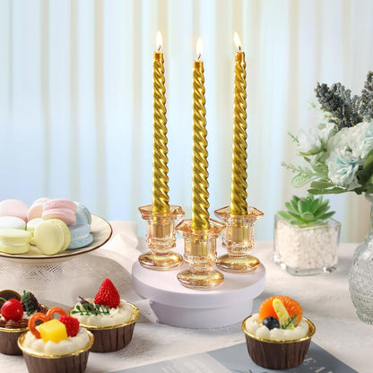 Lanttu Candlestick Holders Bulk, 12 Pcs Glass Candle Holders Set Clear, Crystal Taper Candle Holder for Wedding, Table Centerpiece, Home Decoration
