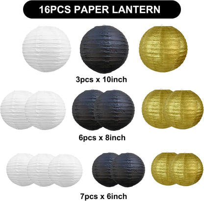 BEISHIDA 10Pcs White Paper Lanterns Decorative Chinese/Japanese Hanging Round Paper Lanterns Lamp for Birthday, Wedding, Christmas, Bridal, Home Decor, Party Decoration(Size of 4”, 6”, 8”, 10”)