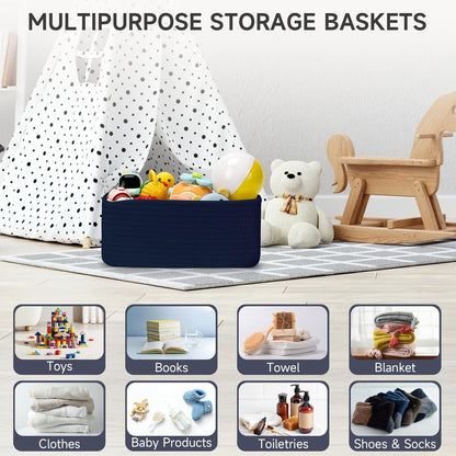 3-Pack Small Storage Baskets for Organizing | Woven Shelf Toy Basket | Rope Baskets for Gifts Empty | Closet Organizer Bins with Handles | Cube Decorative Box | 11.8×7.8×5.1” | Mixed brown